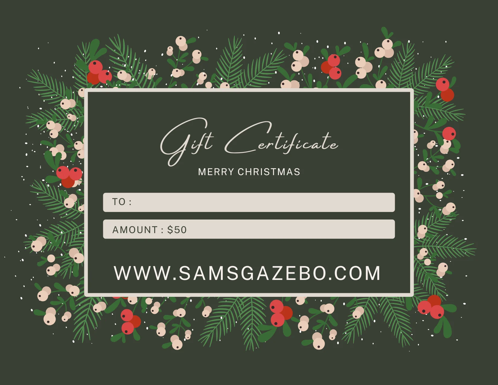 GIFT CARDS by SamsGazebo.com